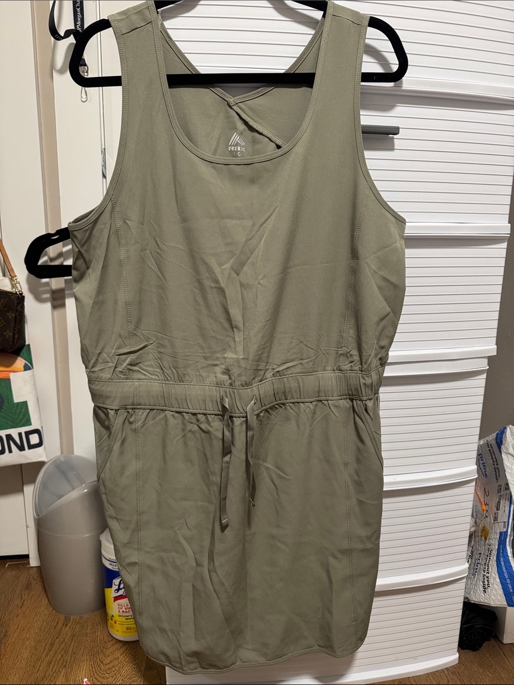 RBX Olive Green Sleeveless Drawstring Active Dress